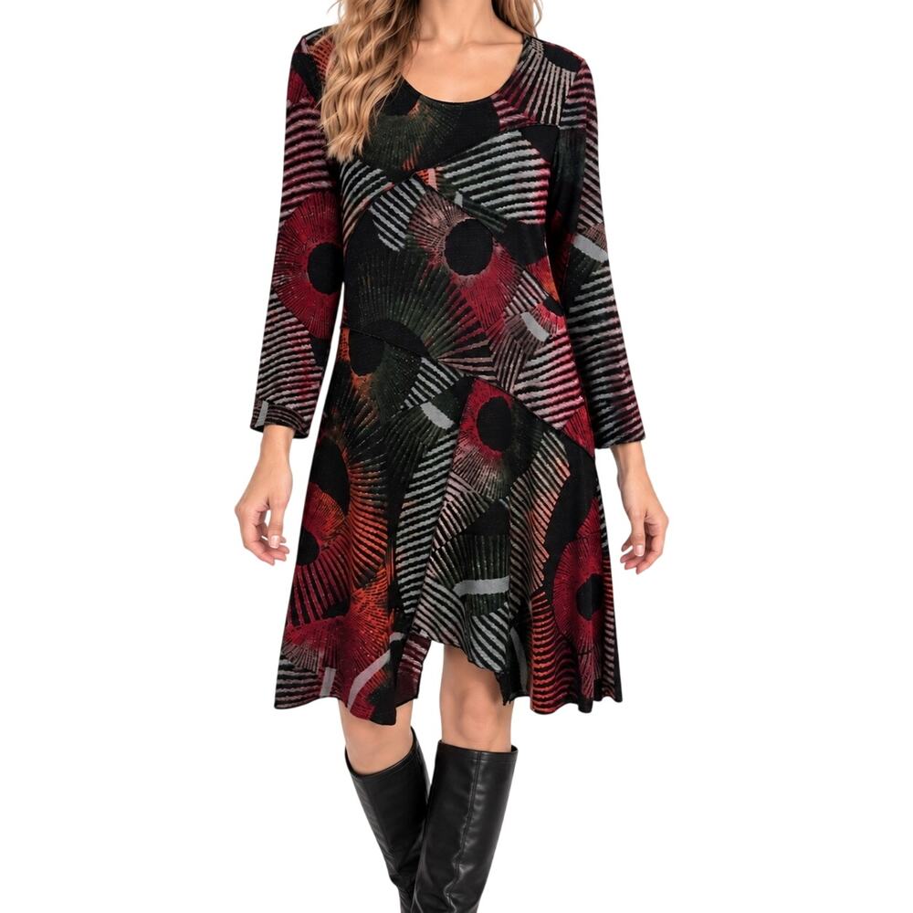 NEW NWOT Shana Sz Medium Wearable Art to Wear Dress Black Red